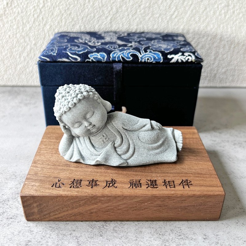 Cute little reclining Buddha Customized Gifts Birthday Gifts Christmas gift - Items for Display - Stone Gray