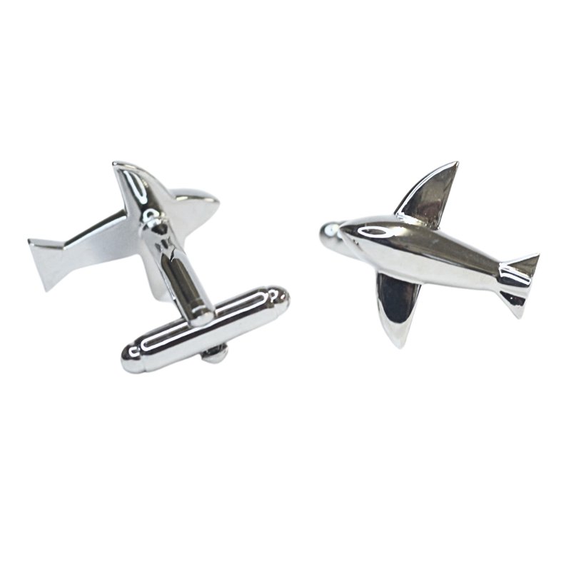 chapeaunoir aircraft cufflinks - กระดุมข้อมือ - โลหะ สีเงิน