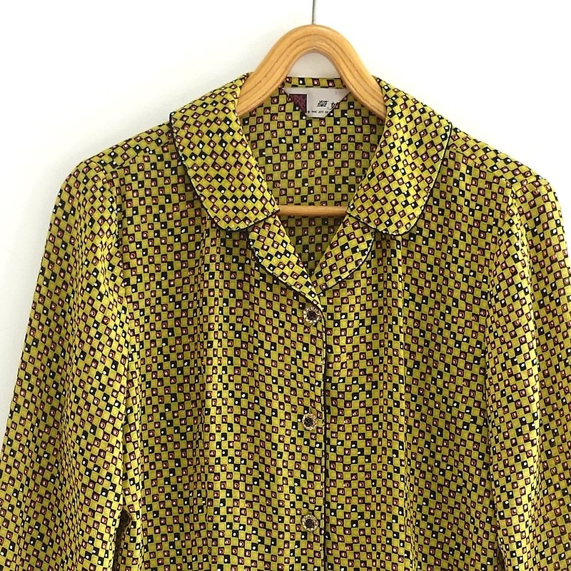 │Slowly │Green Small-fashioned shirt │vintage. Vintage. - Women's Shirts - Polyester Multicolor
