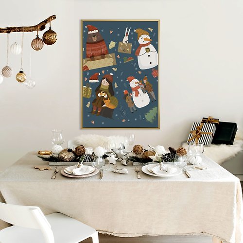 菠蘿選畫所 聖誕回憶 - 療癒雪人熊熊聖誕插畫/耶誕禮物/童趣裝飾/兒童房佈置