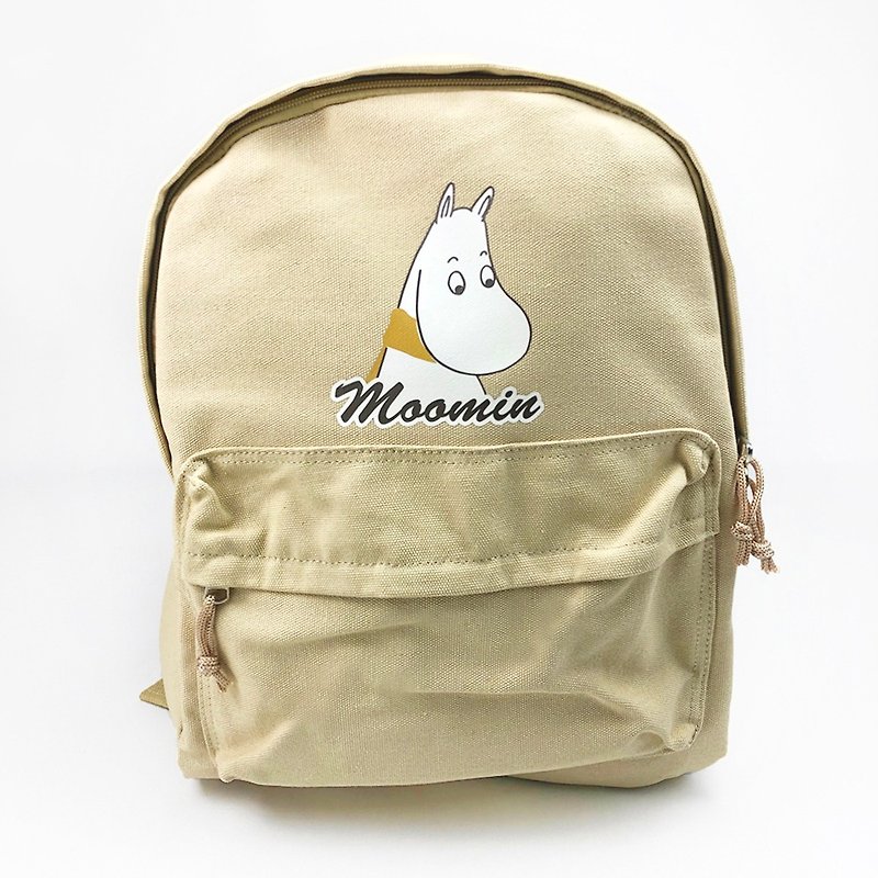Moomin授權-新款拉鍊後背包(卡其),AE05 - 背囊/背包 - 棉．麻 紅色
