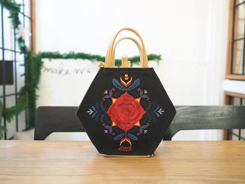 包包 EMBROIDERER BANGKOK-hexa bag (Black) - Handbags & Totes - Other Materials Black