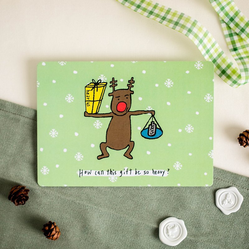 麋鹿先生/聖誕明信片 - 心意卡/卡片 - 紙 綠色