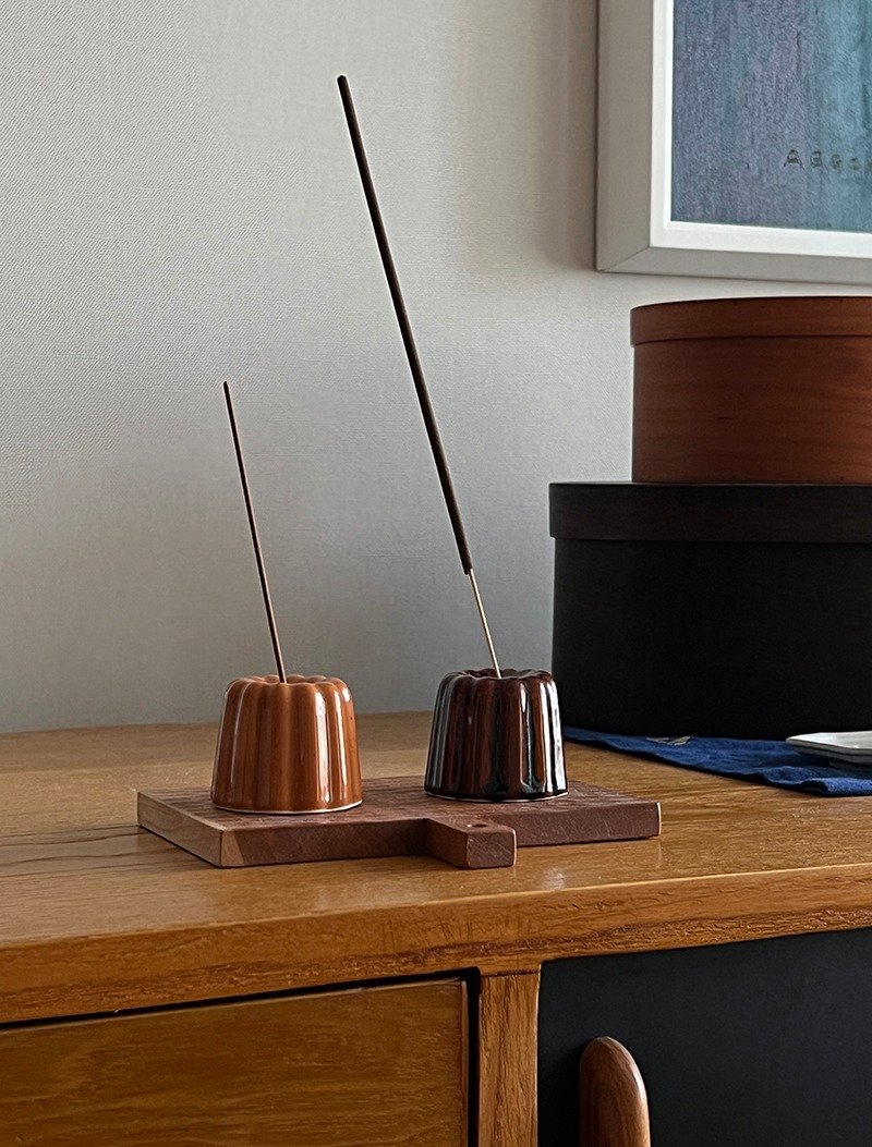 Pinkoi 線下活動預購商品 pre-order Canele insense holder 2p SET - 香氛/精油/擴香 - 陶 灰色