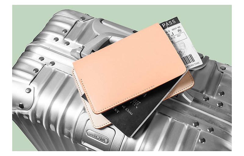 簡約小清新牛皮護照夾 - 護照夾/護照套 - 真皮 粉紅色