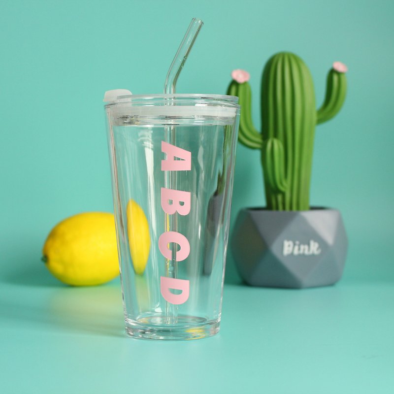 [家庭用品] 透明なストローガラスのカスタマイズされた飲料カップガラスに付属のカップを友人へのギフトとして - 水筒・タンブラー・ピッチャー - ガラス 多色