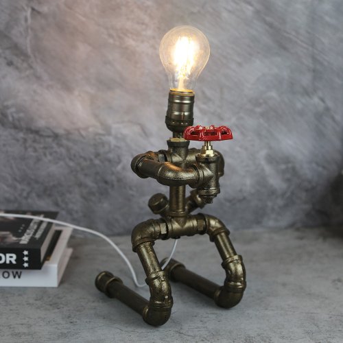 Find Joy 美式工業風鐵管機器人檯燈創意檯燈情人節禮物生日禮物