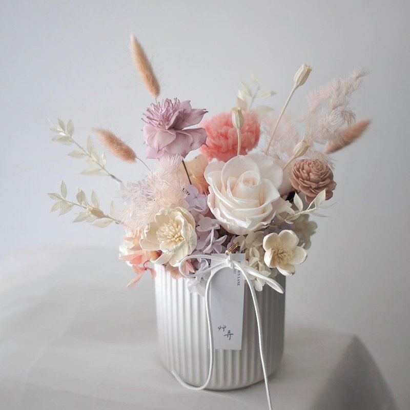 [艸踸Garden Lane Floral] Clear pink and purple eternal flower gift/opening gift - ช่อดอกไม้แห้ง - พืช/ดอกไม้ 