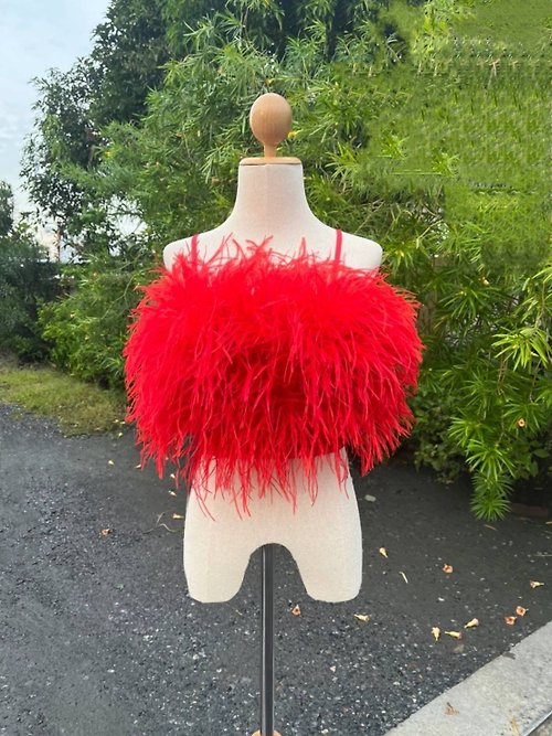 LODESTAR Birthday Party Red Feather Fashion Bandeau Top