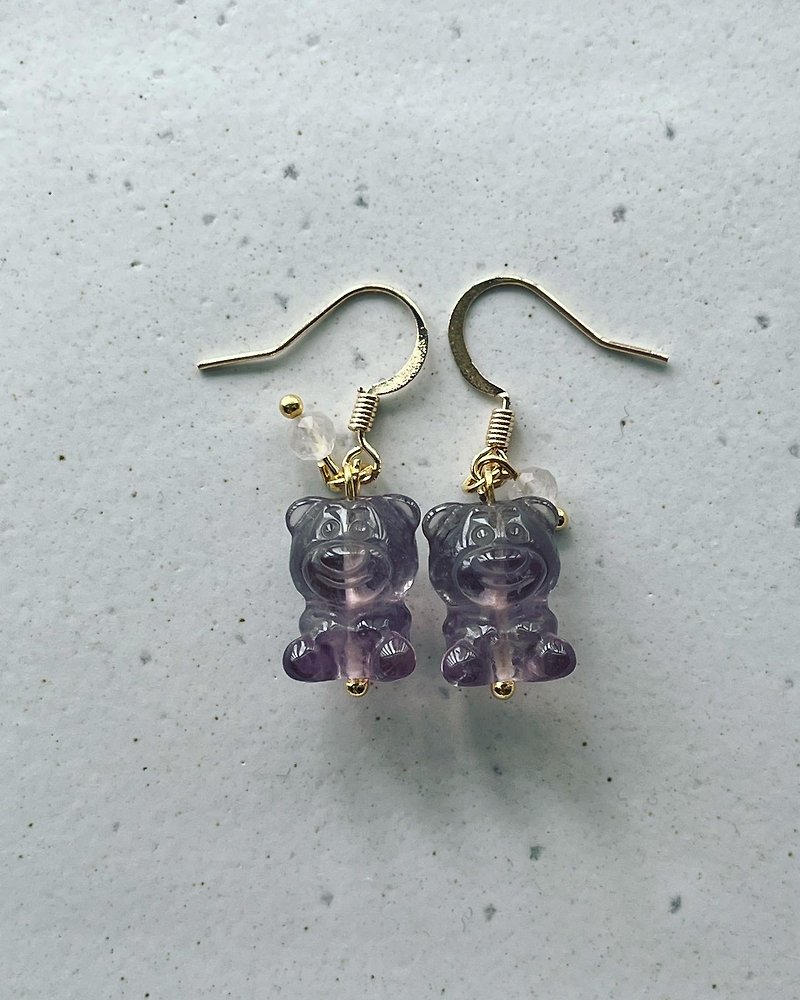 This is Neroli-Amethyst Bear Earrings - Earrings & Clip-ons - Crystal Purple