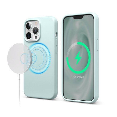 elago創意美學 iPhone 13 Pro MagSafe超適握感矽膠保護殼-薄荷