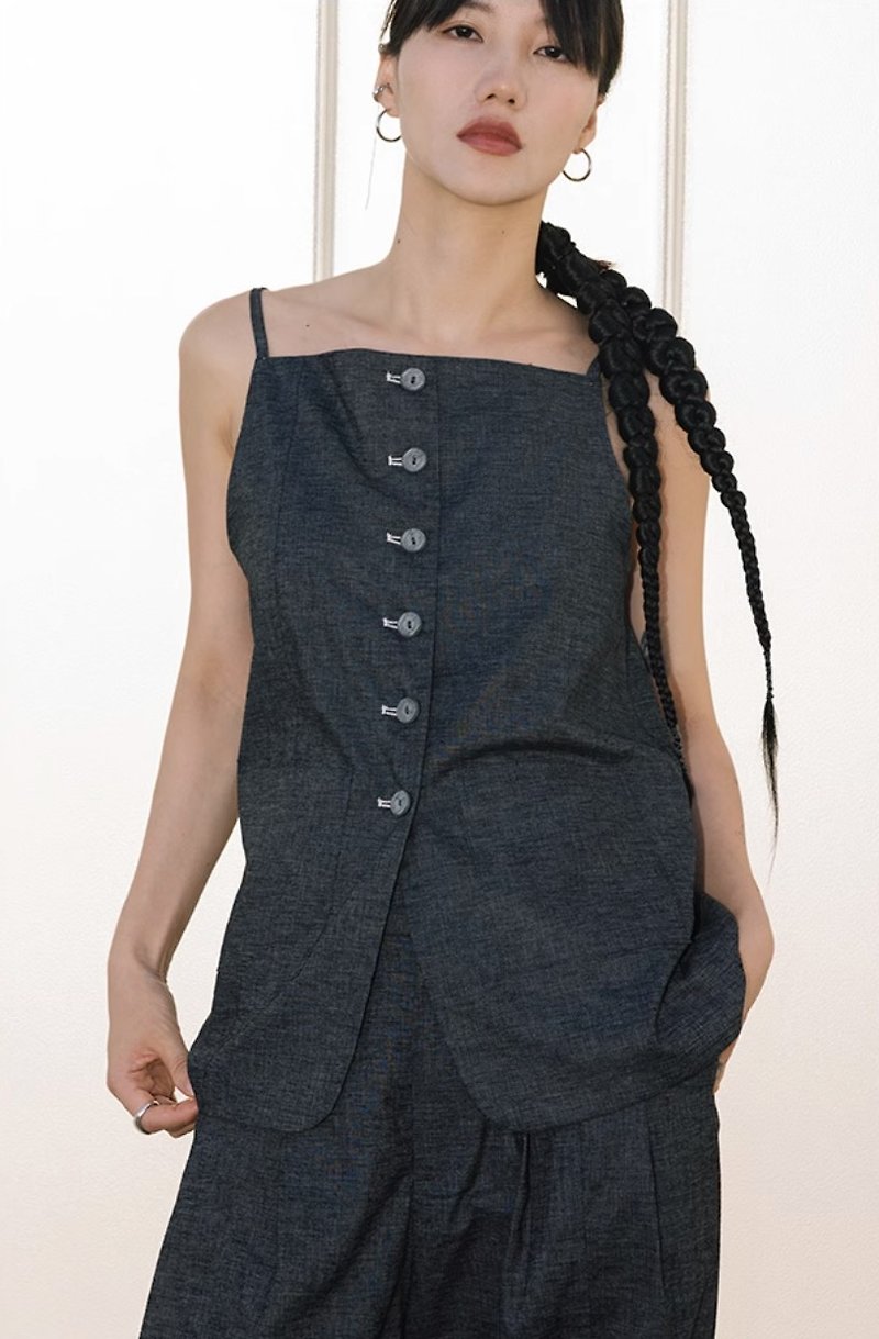Lazy holiday style modern casual linen vest - Women's Vests - Cotton & Hemp Gray