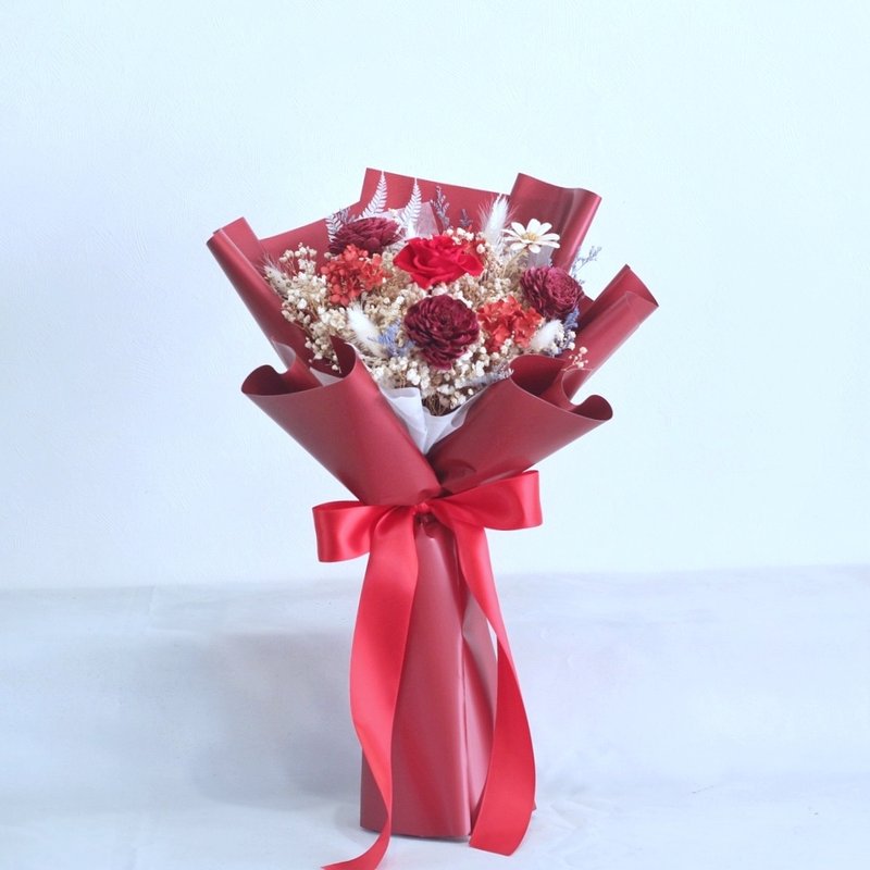 Fl0178-04 Medium-sized eternal flower bouquet—dark red - Dried Flowers & Bouquets - Plants & Flowers 