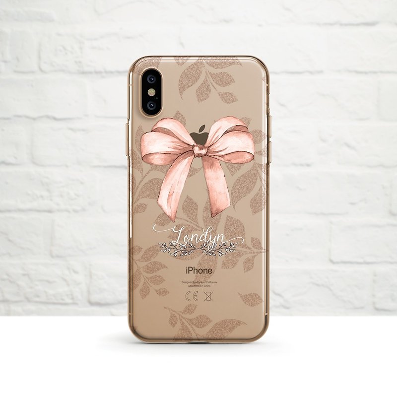 Personalise- Ribbon bow, iPhone 13, 12 Max, Xr to iPhone SE/5, Samsung - Phone Cases - Silicone Pink