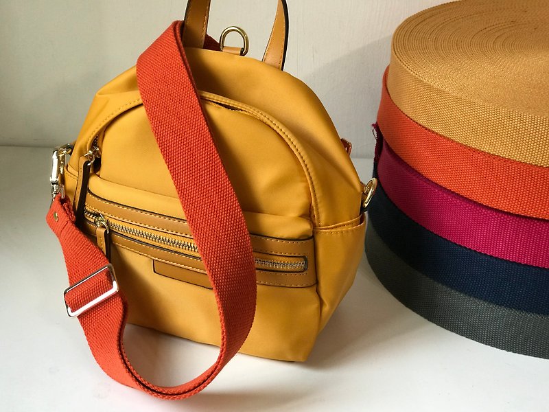 Hand-made straps, cotton woven straps, backpack back straps, wide straps - กระเป๋าถือ - ผ้าฝ้าย/ผ้าลินิน สีส้ม