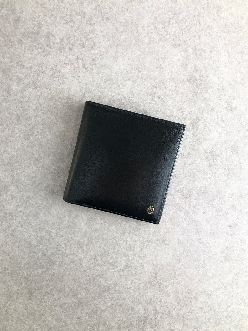【 日本直送　名牌中古包 】Cartier カルティエ 財布 ブラック レザー 二つ折り財布 vintage ヴィンテージ オールド gxavbt - 錢包/皮夾/長短夾 - 真皮 黑色