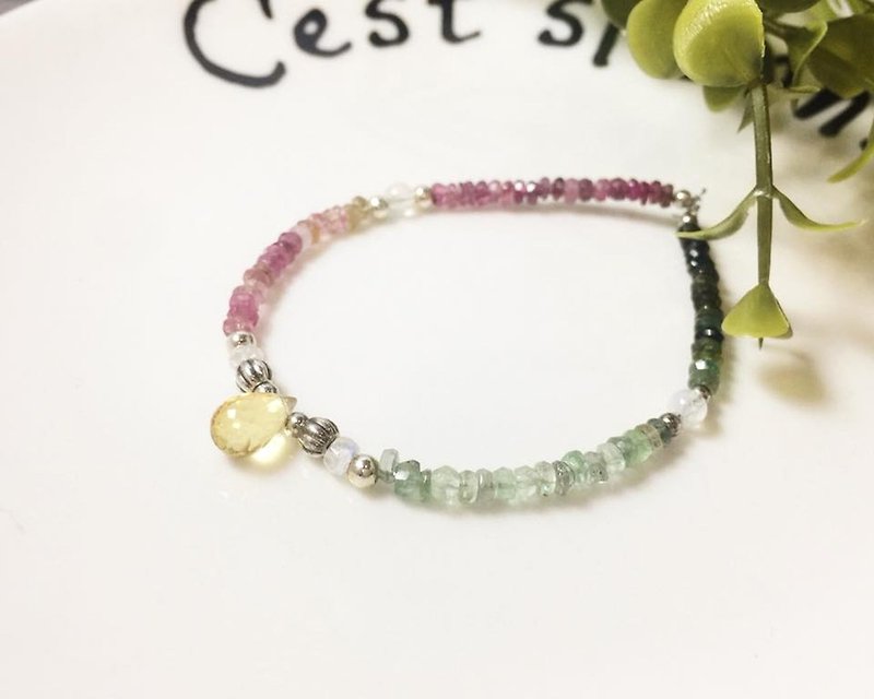 MH sterling silver natural stone independent _ wand _ tourmaline - Bracelets - Gemstone Multicolor