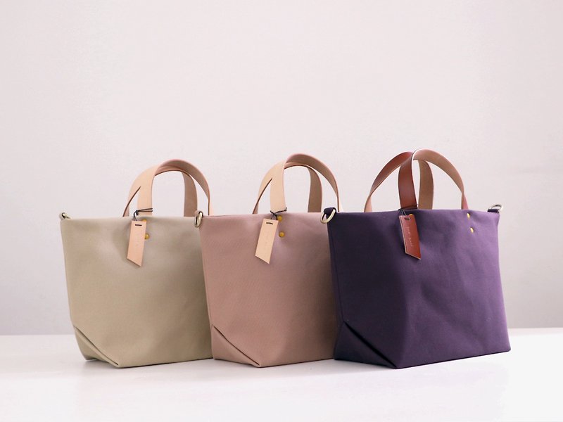 Twilight large tote bag-Japanese canvas/tote bag/hand-held/cross-body bag - กระเป๋าถือ - ผ้าฝ้าย/ผ้าลินิน สีกากี
