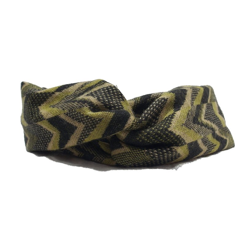 Legend wool cloth cross headband - Headbands - Cotton & Hemp Green