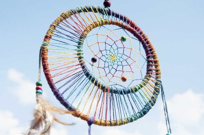 国の風手織りの綿とリネン南アメリカの夢のキャッチャーの装飾品 - グラデーション虹月面宇宙星空 - 置物 - コットン・麻 多色