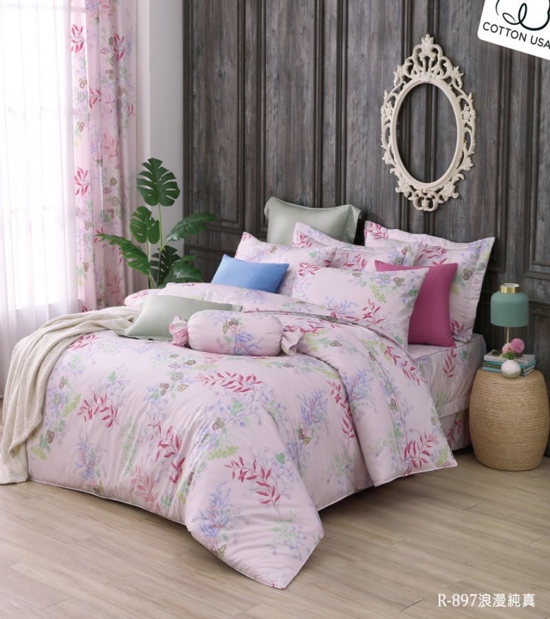 【R897】100% Cotton Combed 40s, Fitted Sheet and Sham Sets - เครื่องนอน - ผ้าฝ้าย/ผ้าลินิน สึชมพู