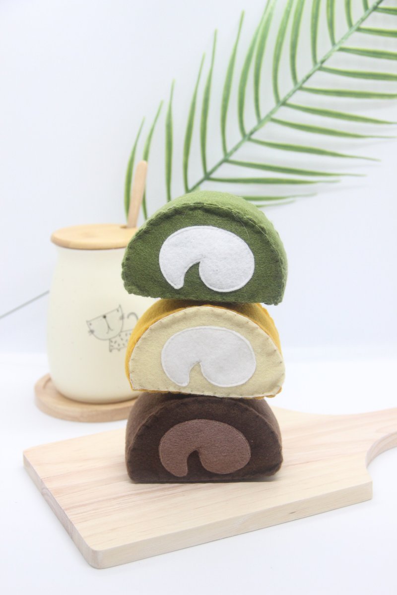 Set of 3 Felt Roll Cake Dessert Catnip Cat Toy - Pet Toys - Other Materials 