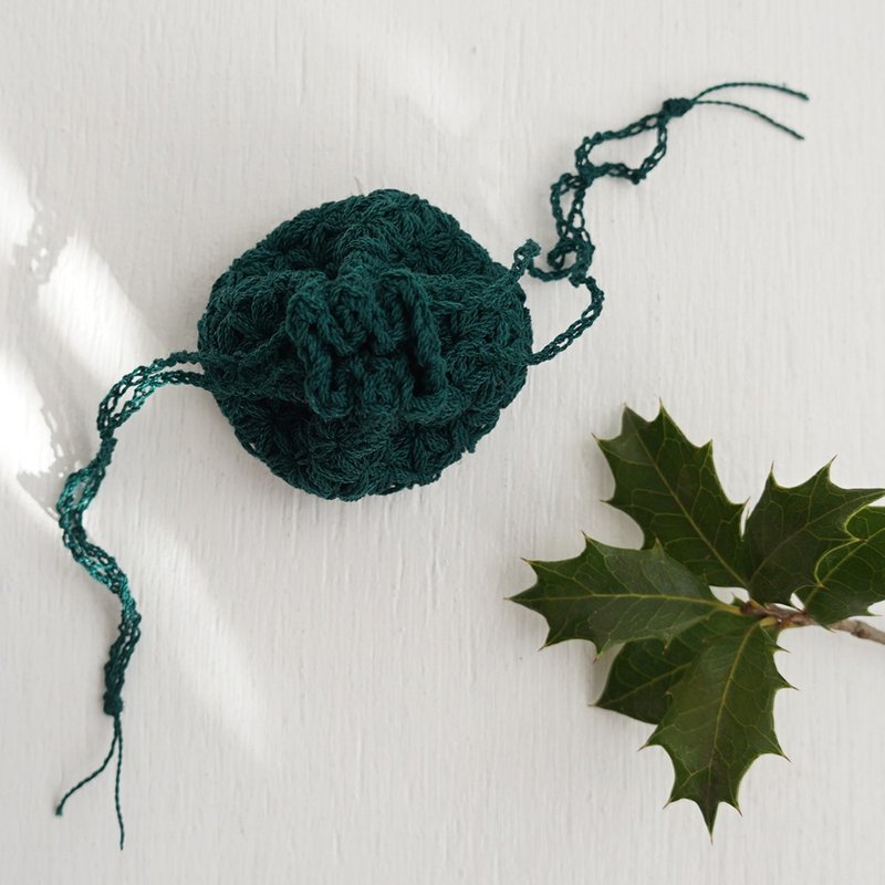 Ba-ba handmade  Crochet Drawstring mini-mini-mini bag  No.KPPPR12 - 化妝包/收納袋 - 其他材質 綠色