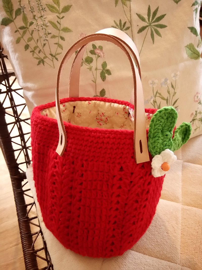 maruna  APPLE手織提袋 - 手提包/手提袋 - 聚酯纖維 紅色