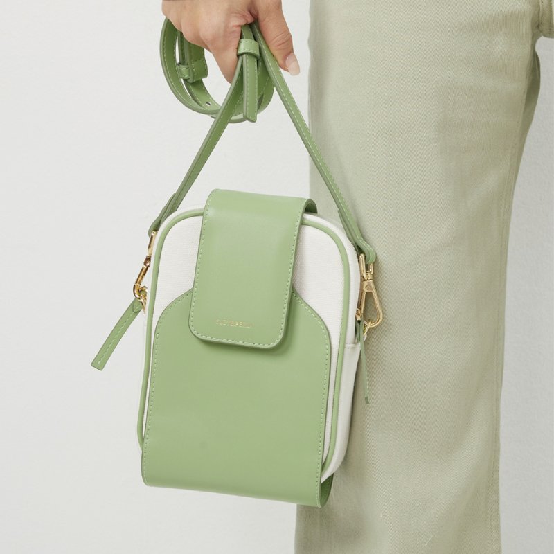 Aura Multi-Purpose Square Bag (Rosemary Green) - กระเป๋าแมสเซนเจอร์ - หนังแท้ สีเขียว