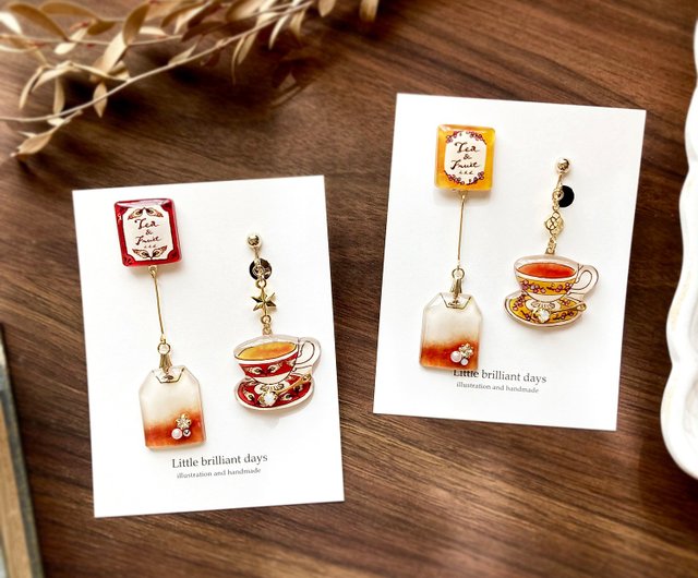 Teabag earring red ティーバッグイヤリング・ピアス 紅茶シリーズ