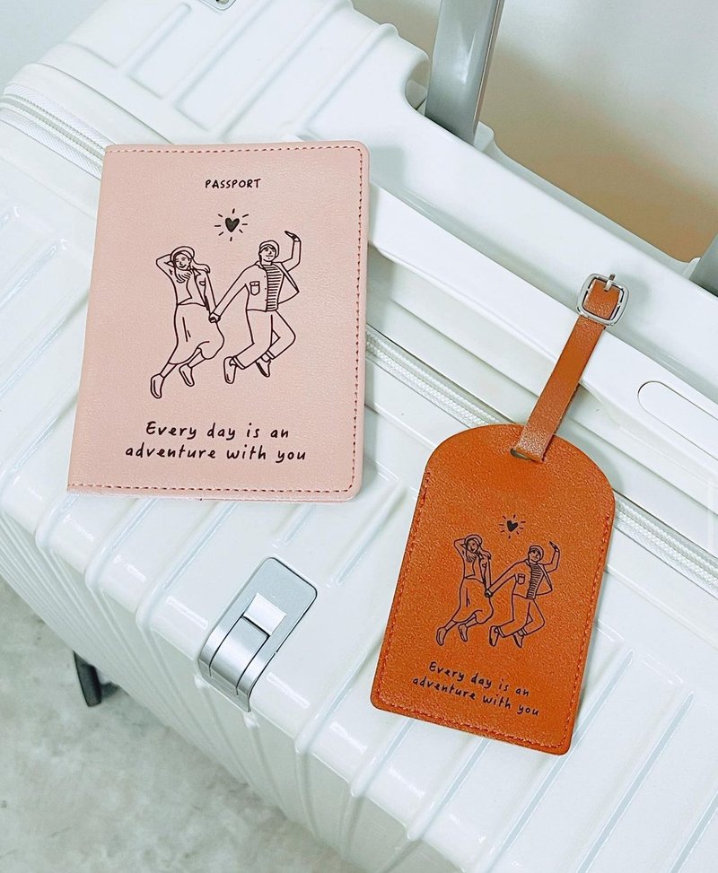 Travel passport cover & luggage tag set | Customized portrait pattern - ที่เก็บพาสปอร์ต - หนังเทียม 