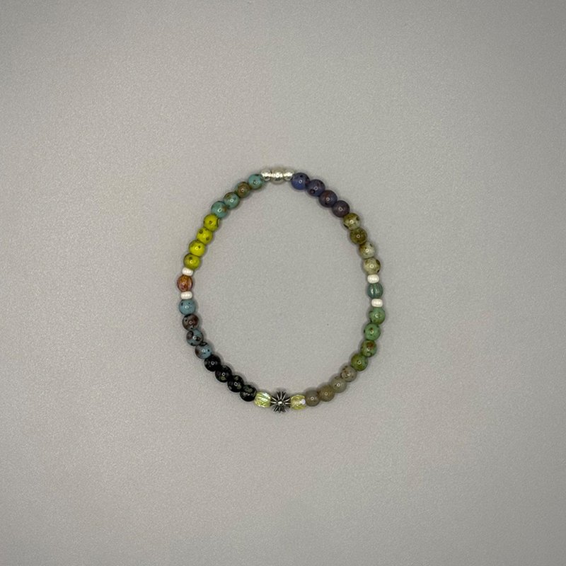 7AB 小眾設計8 BEADS復古手串八色珠925銀VINTAGE中性款Y2K手鏈 - 手鍊/手環 - 其他材質 