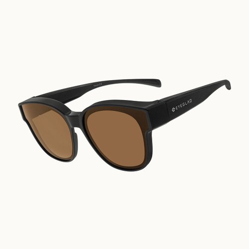 EYEGLAD 太陽眼鏡 & 戶外休閒 VueChic | 輕時尚UV400偏光套鏡 | 偏光墨鏡 | 抗油汙經典黑-茶片