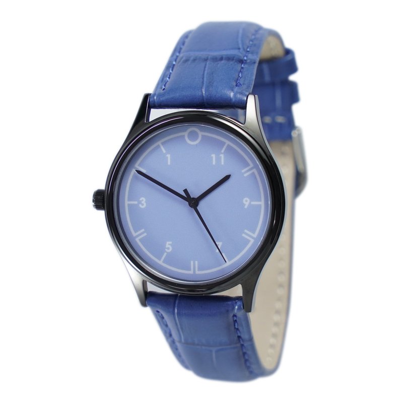 Casual Backwards Watch Black Case Blue Band Unisex Free shipping worldwide - นาฬิกาผู้ชาย - สแตนเลส สีน้ำเงิน