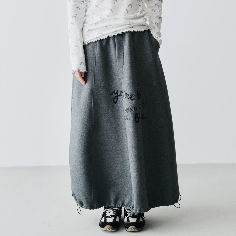 Gray American and Australian cotton long skirt/skirt - กระโปรง - ผ้าฝ้าย/ผ้าลินิน สีเทา