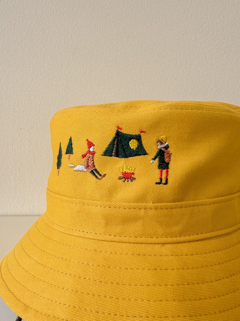 Eco-Friendly Bucket Hat : Camping - หมวก - ผ้าฝ้าย/ผ้าลินิน สีเหลือง