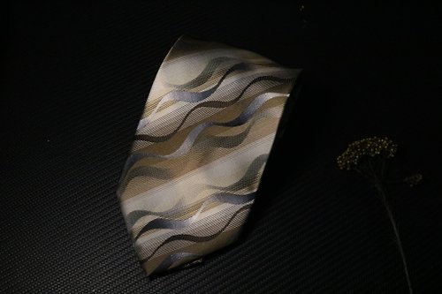 壞紳士 卡其色百分百真絲商務領帶紳士裝necktie