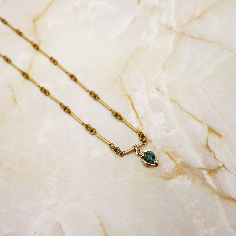 Gemstone Green Fashion Design Long Necklace - สร้อยคอยาว - โลหะ สีเขียว