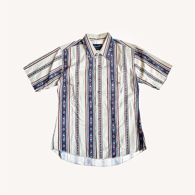 American vintage wrangler blue brother totem western short-sleeved shirt - เสื้อเชิ้ตผู้ชาย - ผ้าฝ้าย/ผ้าลินิน หลากหลายสี