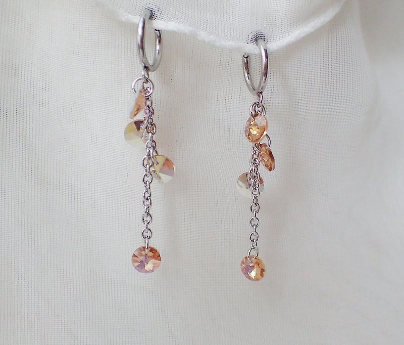 Dots, earrings with SWAROVSKI ELEMENTS - Earrings & Clip-ons - Glass Khaki