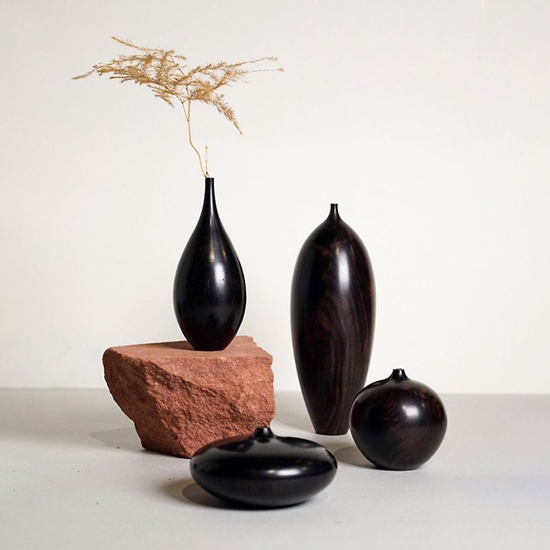 黑檀木精緻小花瓶 - 花瓶/花器 - 木頭 咖啡色