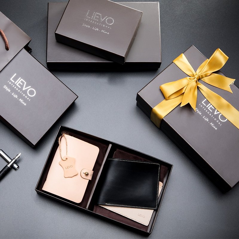 [LIEVO] EASY-Leather Sensor Card Holder_Original Leather+GRACE-Water Wax Leather Short Clip - กระเป๋าสตางค์ - หนังแท้ หลากหลายสี