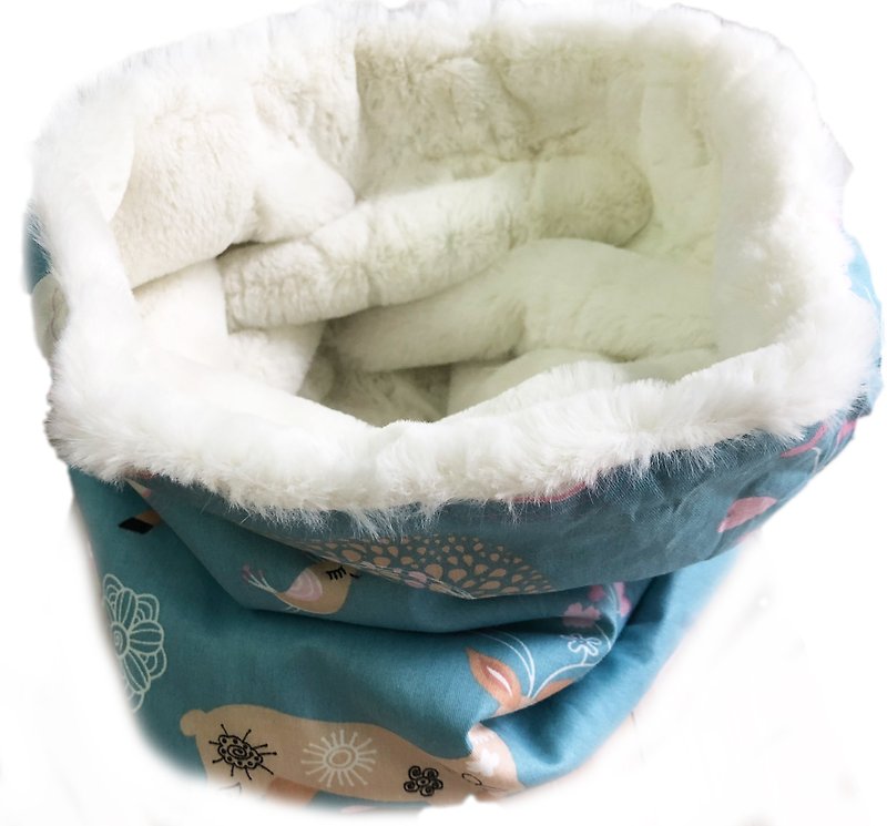 Multi-purpose hooded neck scarf in printed cotton fur, both sides are available for children’s version Deer - Other - Cotton & Hemp 