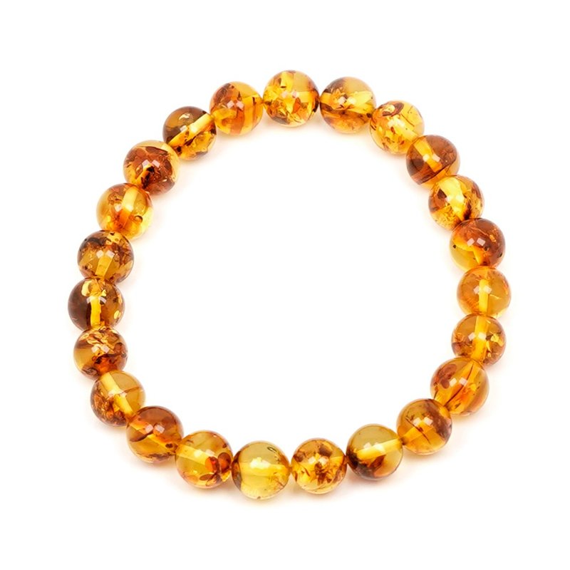 Piebald Amber 7.8-8.2mm Bracelet - สร้อยข้อมือ - เครื่องประดับพลอย หลากหลายสี