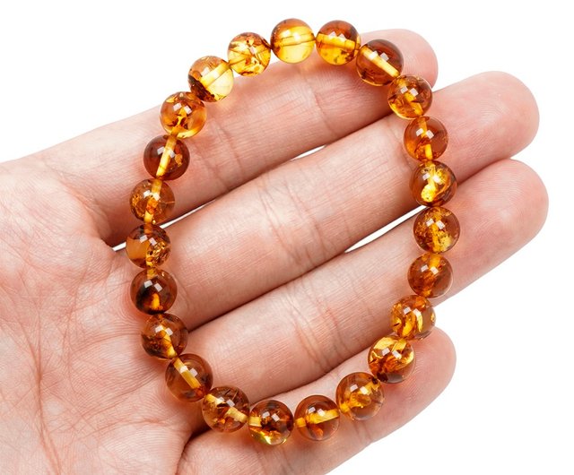琥珀① グリーン琥珀 アンバー バロック型 ブレスレット ストレートの