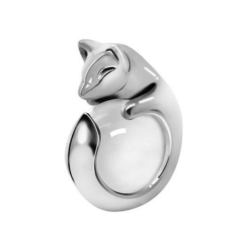 Guardian-Silver Fox Crystal Pendant - สร้อยคอ - เงินแท้ สีเทา
