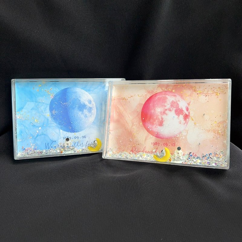 [Customized] Floating photo frame/the moon of the day you were born/blue/pink - Picture Frames - Acrylic Pink