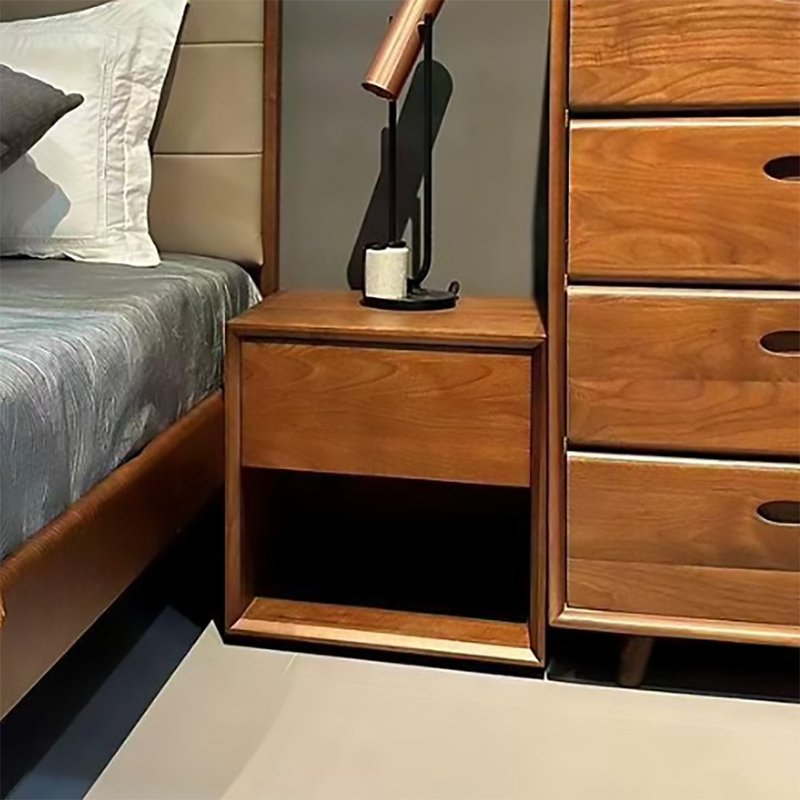 【D3 Solid Wood Furniture】Landon Walnut Solid Wood Nightstand - 45cm - เฟอร์นิเจอร์อื่น ๆ - ไม้ 