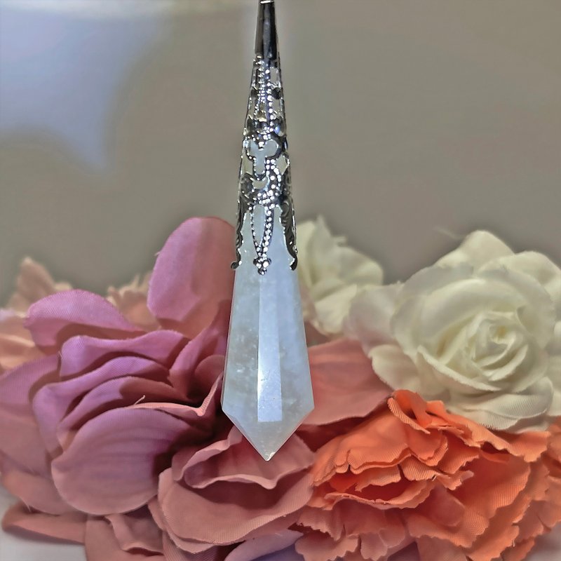 No.19 稀有絕美 藍月光石 靈擺 項鍊 靈錐 占卜 吊墜 藍色 藍月光 - 項鍊 - 半寶石 多色