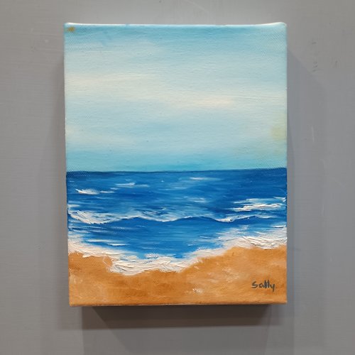 Sally Chao 悠悠大海-油畫作品 展示品 教案樣本 換季出清 海洋油畫
